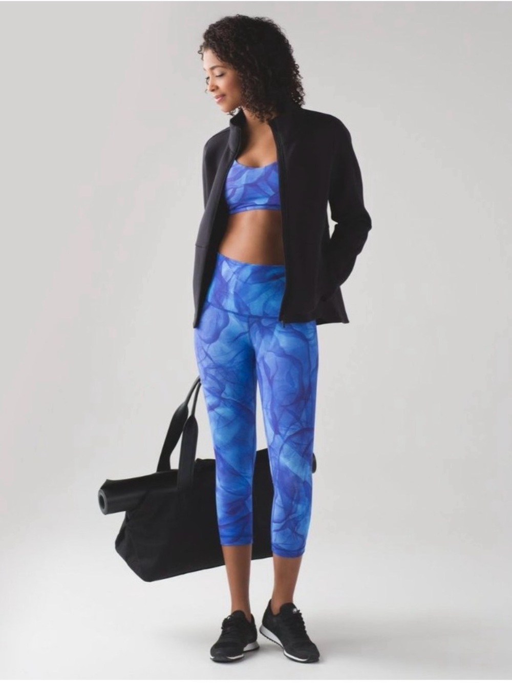 Lululemon Wunder Under Crop 21" Blue Midnight Tulle High Rise Leggings Size 2